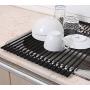 Roll-Up Dish Drying Rack - Over The Sink Dish Drying Rack - Easy to Store/Foldable - Black, Large, 20.5 x 12.6 x 0.3 Inches