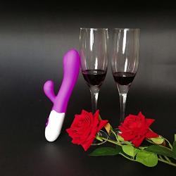 SUPEREX Rabbit Silicone G-Spot Vibrator with Private Bag - 30 Speed Dual Motors Vagina Clitoris Stimulator - Sex Adult Wand Massager Toy for Woman (Purple)