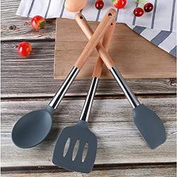 LDGR Pancake Spatula Wooden Handle with 9 Sets of Silicone Handles Cooking Spoon Shovel Kitchenware Set (Size : 9 Piece)