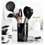 QKa High Temperature Silicone Kitchenware 9 Piece Set Stainless Steel Handle Silicone Spatula Kitchen Set Non-Stick Cooking Tools