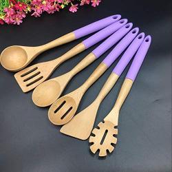 SKYyao Kitchen utensil set Silicone Beech wood kitchenware set cooking spoon shovel silicone kitchen supplies Wood