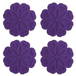 ME.FAN 4 Set Silicone Pot Holders, Trivet Mat, Jar Opener, Spoon Rest and Kitchen Trivet, Non Slip Flexible, Durable, Heat Resistant Dishwasher Available Kitchen Trivet and Pot Pads -Purple