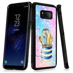 Samsung Galaxy S8 Case with Kitchenware Pattern Whimsical Design Bumper Black Soft TPU and PC Protection Anti-Slippery &Fingerprint Case for Samsung Galaxy S8