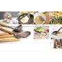 Silicone Kitchenware with Wooden Handle Non-stick Silicone Kitchenware Set Cooking Shovel Spoon Tool(9 Packs)