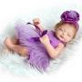 Zero Pam Handmade Newborn Baby Girl Vinyl Soft Silicone Realistic Reborn Doll Real Look … (Purple)
