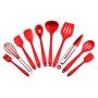 Silicone Kitchenware Set of 10 Non-stick Silicone Kitchenware Home Cooking Kitchen Set, red