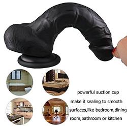 GVN 8 Inch Silicone D-i-l-d-o with Handsfree Suction Cup Male Toys. (black)