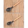 JunbosiKitchenware Wooden Handle Silicone Kitchenware Set of 8 Non-Stick Pan Silicone Shovel Spatula Kitchen Tool Silicone Cooking