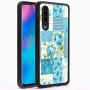 Huawei P30 Case, Blue Flower Shock-Absorption TPU Rubber Bumper Huawei P30 Case, Ultra Thin Slim Protective Cover for Huawei P30-Black
