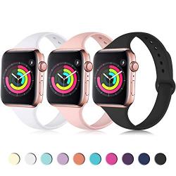 Zekapu Sport Band Compatible for Apple Watch 38mm 42mm 40mm 44mm, Soft Silicone Narrow Slim Sport Replacement Wristband for iWatch Series 5, Series 4, Series 3, Series 2, Series 1 Women