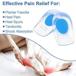 Gel Heel Cups, Silicone Heel Pads, U-Shaped Ergonomic Design, for Plantar Fasciitis, Bone Spurs and Achilles Tendon Pain, Shock Absorption Sole and Heel Cup for Foot Care