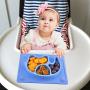 Baby Placemat, SILIVO 10&quotx7.7&quotx1" Silicone Child Feeding Plate with Suction Cup Fits Most Highchair Trays Blue