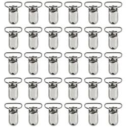 Marrywindix 25pcs 1" Pacifier Suspender Clips, Pacifier Clips for Making Pacifier Holders Bib Clips Toy Holder Silver