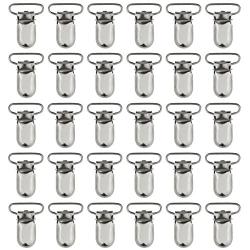 Marrywindix 25pcs 1" Pacifier Suspender Clips, Pacifier Clips for Making Pacifier Holders Bib Clips Toy Holder Silver