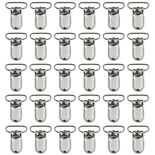 Marrywindix 25pcs 1" Pacifier Suspender Clips, Pacifier Clips for Making Pacifier Holders Bib Clips Toy Holder Silver