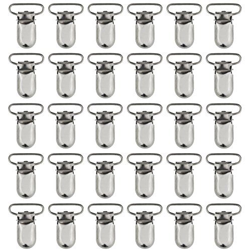 Marrywindix 25pcs 1" Pacifier Suspender Clips, Pacifier Clips for Making Pacifier Holders Bib Clips Toy Holder Silver