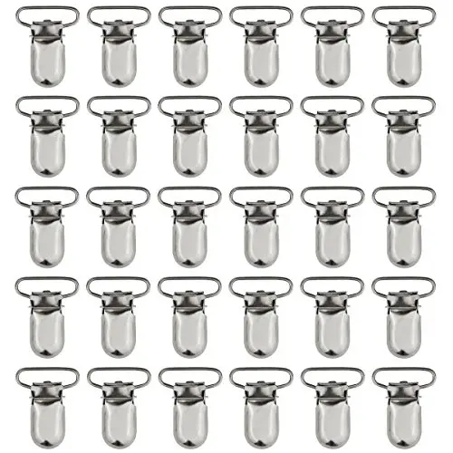 Marrywindix 25pcs 1" Pacifier Suspender Clips, Pacifier Clips for Making Pacifier Holders Bib Clips Toy Holder Silver