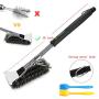 18 BBQ Grill Brush Woven Wire 3 in 1 Stainless Steel with Scraper + 11.8” Natural Beech Wood Rolling Pin + Pastry Mat , Barbecue Cooking Brush for Weber Gas/Charcoal Grill Silicone Kitchenware Set