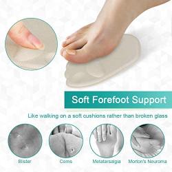 Metatarsal Pads Ball of Foot Cushions Pads, Forefoot Insert Insoles for High Heels Shoes, Pain Relief for Women and Men Self-Sticking Silicone Gel 2 Pairs (Beige+Black)