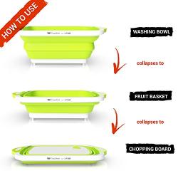 ChopWash by M KITCHEN WORLD Collapsible Dish Tub | Cutting Board | Chopping & Slicing | Washing Bowl with Own Plug for Drainage | Easy Storage | 3 in 1 Multipurpose Multifunctional Kitchen Gadget