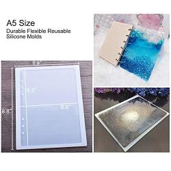 Resin Casting Molds for Notebook Cover A5 A6 A7, Silicone Bookmark Resin Mold 6PCS, Silicone Notebook Cover Clear Casting Epoxy Resin Molds with 14PCS Book Rings for Epoxy Resin Jewelry DIY Fans