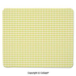 Premium-Textured Mouse pad,Vintage Style Checkered Pattern Picnic Design Kitchenware Xmas Cafe Cloth Image Art,Dual Use Mouse pad for Office/Home (11.81" x 27.55"),Yellow White