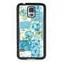 Samsung Galaxy S5 Case, Blue Flower Shock-Absorption TPU Rubber Bumper Samsung Galaxy S5 Case, Ultra Thin Slim Protective Cover for Samsung Galaxy S5-Black
