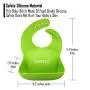 LOPE & NG Soft Silicone Feeding Bib Set Of 2 - Waterproof Adjustable Snaps Baby Bibs For Infants And Toddlers With Food Catcher Pocket (Light Green / Light Blue)