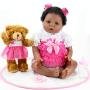 Aori Reborn Baby Dolls Lifelike Weighted Black Girl Doll 22 Inch with Teddy Toy Accessories Best Birthday Set for Girls Age 3