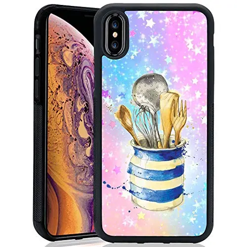 iPhone Xs iPhone X Case,Flexible Soft TPU Cover Shell,Slim Silicone Black Rubber Non-Slip Durable Design Protective Phone Case for iPhone Xs iPhone X -Kitchenware