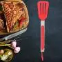 CAROLA 2pcs Stainless Steel Nylon Square Kitchen Tongs BBQ Tongs Utility Tong Cooking Red