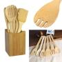 Kitchen Cooking Tools Sets - 2019 6 Pieces Bamboo Spoon Spatula Utensil Wooden Cooking Mixing Set - Cooking Tool Kitchen Silicone Utensils Wood Sets Tools