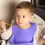 Silicone Bib with Pocket for Toddlers and Babies ? Premium Waterproof Bibs for Boys and Girls with Large Food Catcher Food Grade Silicone BPA Free Easily Wipes Clean (Purple)