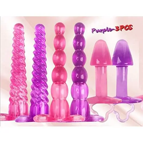 3 Pieces/Set of Soft Silicone Plug Toys Ana.les Beads for Beginners Training Kits (Purple)