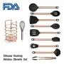 11PCs Copper Plated Handle Silicone Kitchenware Nonstick Cooking Shovel Spoon Kitchen Tool Set Silicone Cooking Kitchen Utensils Set