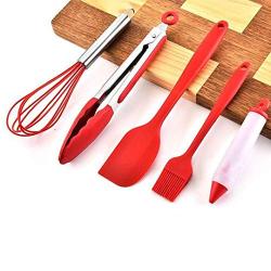 Hjyi Kitchen Cooking Silicone baking Set Silicone kitchenware non-stick pot high temperature silicone scraper cake tool (5-piece set)