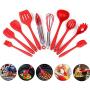 10 Pieces Non-Stick Kitchenware Silicone Heat Resistant Kitchen Cooking Utensils Baking Tool Cooking Tool Set (Red)