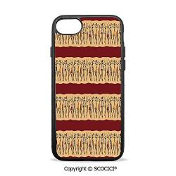 SCOCICI Non-Slip Drop Protection Smart Cell Phone Case Native Indigenous People Different Poses Tribal Ancient Culture Borders Decorative Compatible with iPhone 7