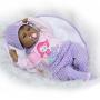 Pinky 22 inch Black Indian Soft Silicone Reborn Baby Girl Dolls Realistic Look Newborn Doll Toddler Birthday Xmas Gift