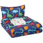 AmazonBasics Easy-Wash Microfiber Kids Bed-in-a-Bag Bedding Set - Twin, Multi-Color Dinosaurs