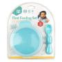 Bumkins Suction Silicone Baby Feeding Set, Bowl, Lid, Spoon, BPA-Free, First Feeding, Baby Led Weaning - Light Blue