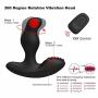 LEVETT Vibrating Anal Plug Butt Vibrator Silicone 16+3 Modes 360 Degree Rotating Head Stimulator Prostate Massager with Remote Controller Operation for Male Sex Toys(Black)