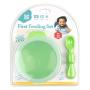 Bumkins Suction Silicone Baby Feeding Set, Bowl, Lid, Spoon, BPA-Free, First Feeding, Baby Led Weaning - Green