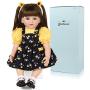 Realistic Reborn Toddler Girl Baby Doll Vinyl Long Hair Yellow and Black Princess Dress 24 Inches