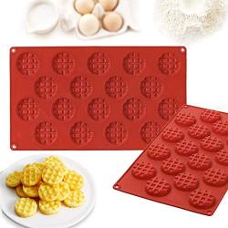 Silicone Molds, DIY Kitchenware Baking Tray, Round Waffle Baking Pan for Cookie Chocolate Candy Making Red(2 pcs)