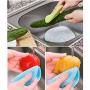 Silicone Scrubber(5 Pack), Silicone Sponges Multipurpose Kitchen Scrub Brush for Dish Pot and Veggies Fruit Smart Kitchen Gadgets Brush Accessories 5 Colors with Free Bonus 2 Hooks