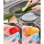 Silicone Scrubber(5 Pack), Silicone Sponges Multipurpose Kitchen Scrub Brush for Dish Pot and Veggies Fruit Smart Kitchen Gadgets Brush Accessories 5 Colors with Free Bonus 2 Hooks