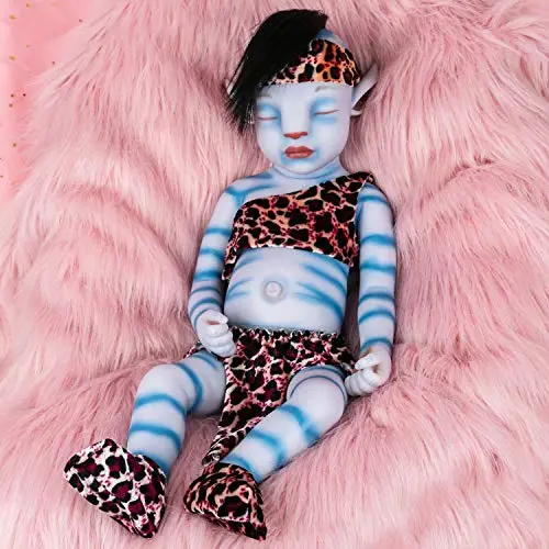 Vollence 20 Inch Avatar Eye Closed Full Silicone Baby Doll ,Not Vinyl Material Dolls,Real Full Body Silicone Reborn Baby Doll, Handmade Lifelike Newborn Baby Doll - Boy