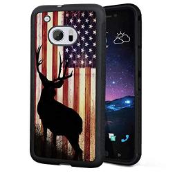 HTC 10 Case with American Flag Pattern Whimsical Design Bumper Black Soft TPU and PC Protection Anti-Slippery &Fingerprint Case for HTC 10