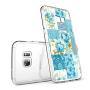 Samsung Galaxy S7 Case, Soft TPU Slim-Fit Flexible Ultra-Thin Clear Case, Full-Body Rugged Bumper Print Blue Flower Case for Samsung Galaxy S7, Transparent
